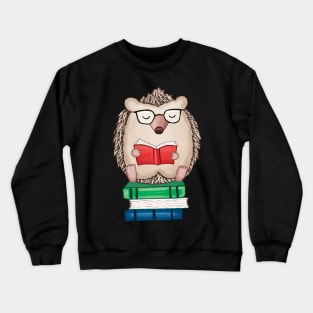 hedgehog reading book Crewneck Sweatshirt